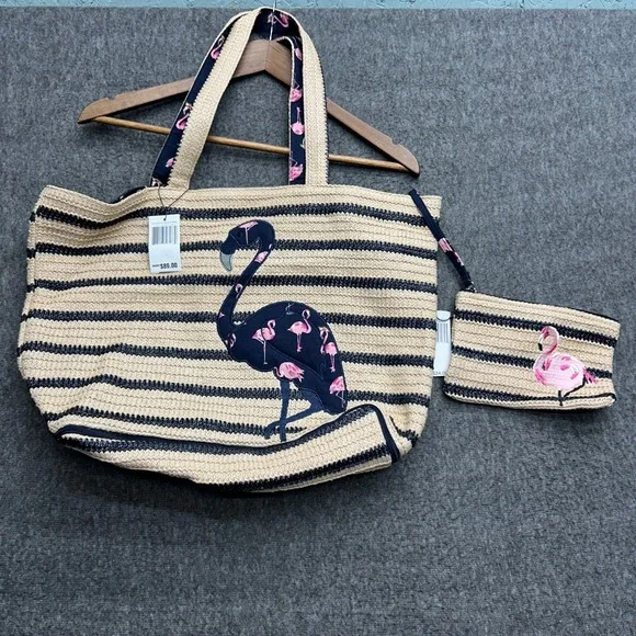 Vera Bradley Seashore Tote Beach Fiesta Wristlet Clutch Bag Pink Flamingo - Picture 1 of 13